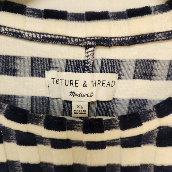 Madewell Texture & Thread Velvet Striped Ribbed Tee Dress Sz XL - Picture 3 of 6